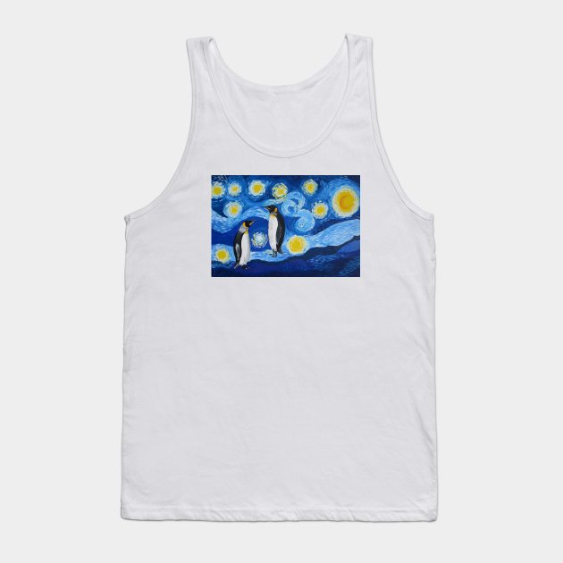 Royal Blue and Penguins Tank Top by SheerJoy